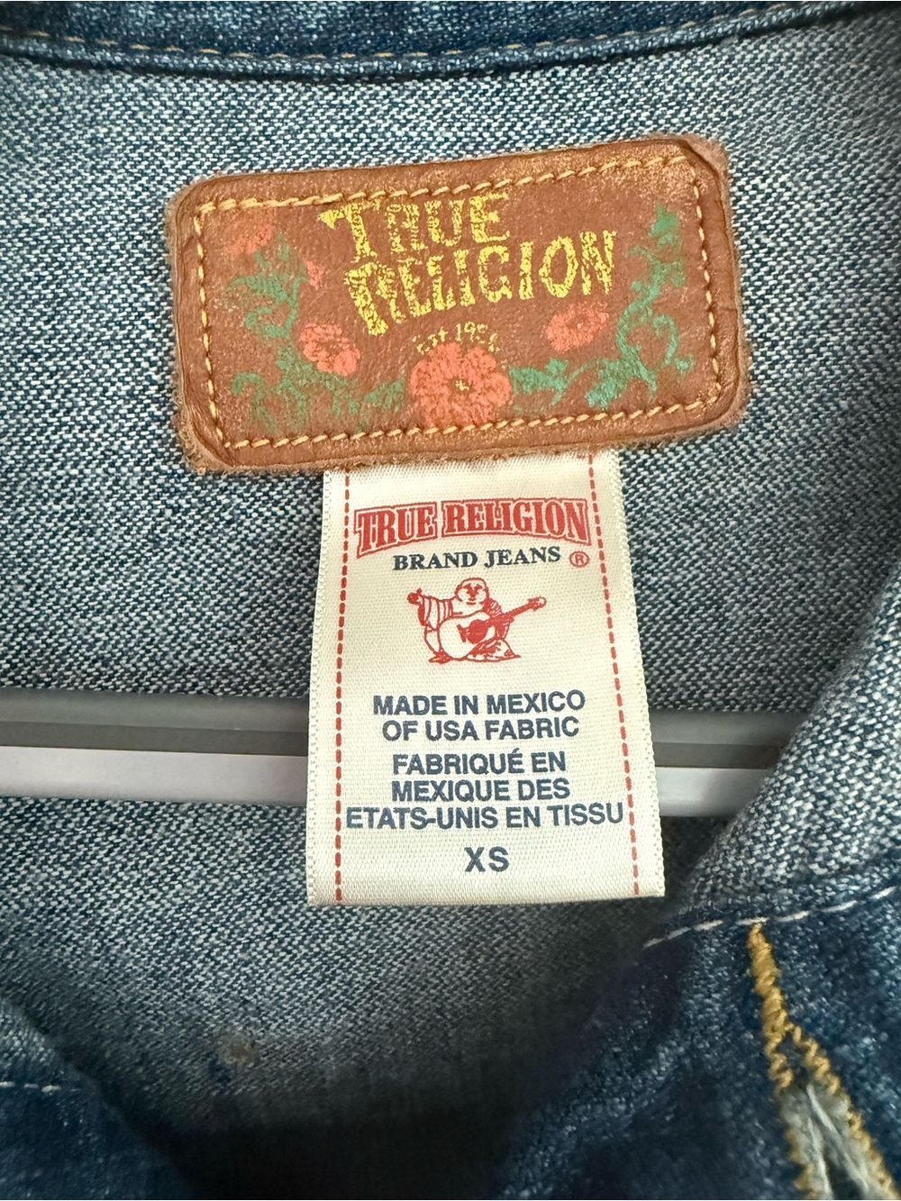Rare Y2K True Religion Distressed Cropped Denim Jacket XS - Picture 4 of 13